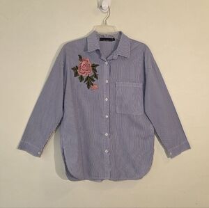 Bebe Stripe Rose Button Shirt